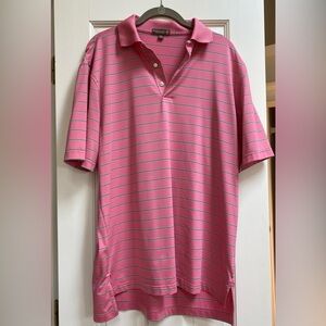 Peter Millar Summer Comfort Pink Striped Polo Shirt - Size M